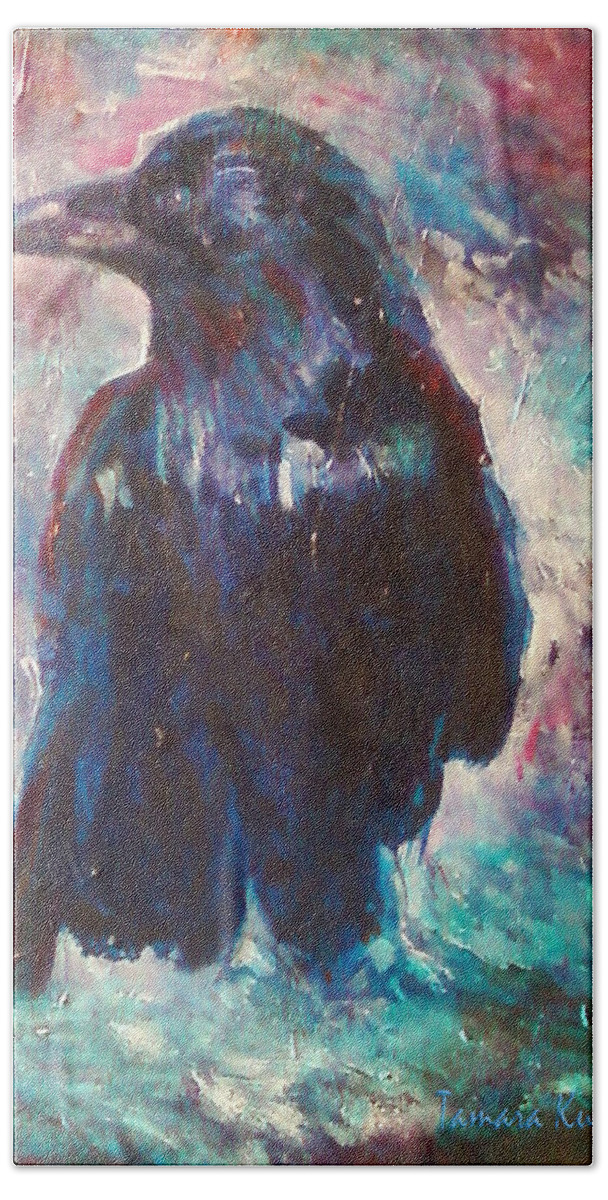 Acrylic Hand Towel featuring the painting Rugaroo Standing Proud by Tamara Kulish