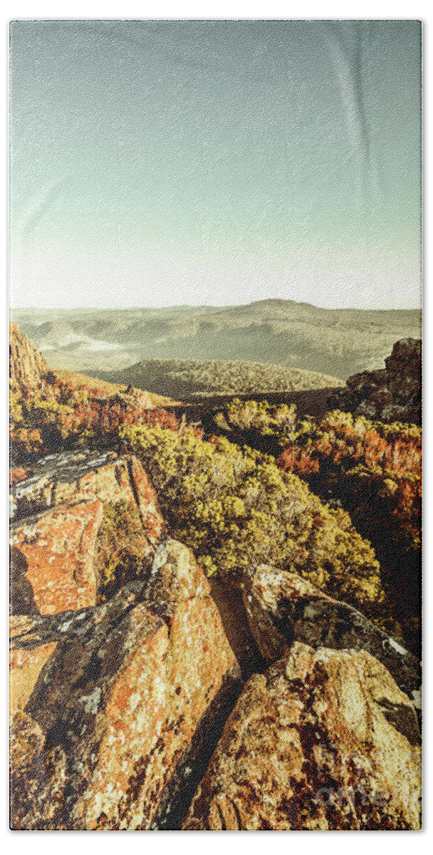 Rugged Bath Towel featuring the photograph Rugged mountaintops to regional valleys by Jorgo Photography