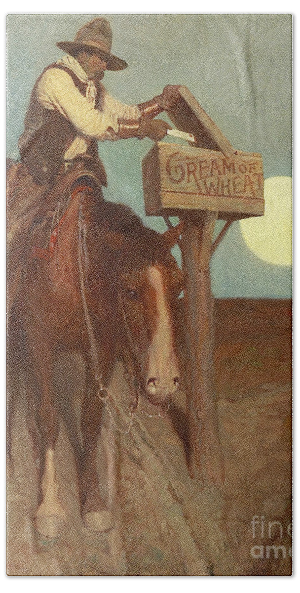 Moon Bath Towel featuring the painting Rural Delivery by Newell Convers Wyeth