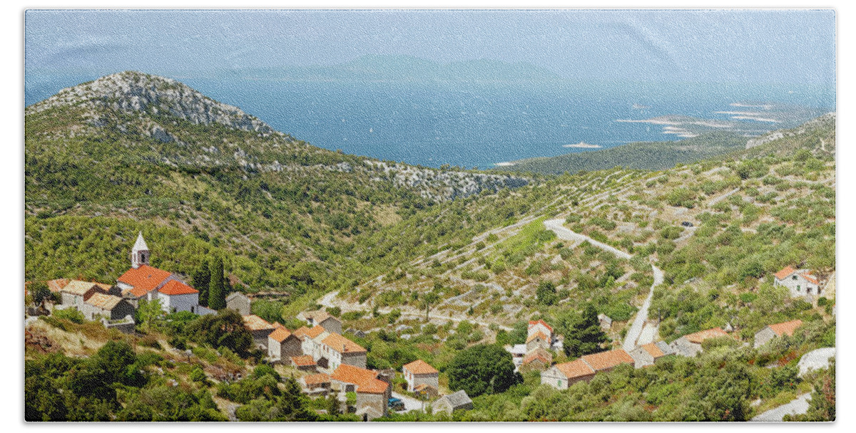 Rural Overviews Bath Towel featuring the photograph Rural Hvar Island Overview by Sally Weigand