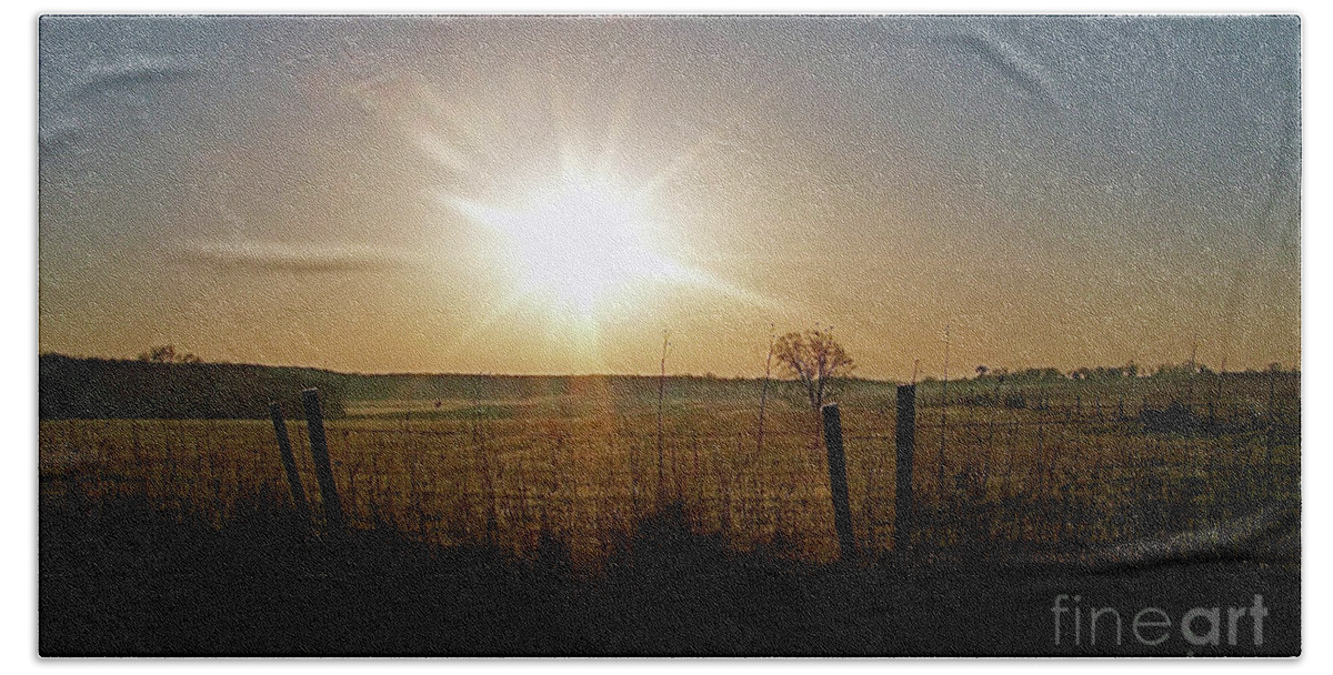 Color Photography Hand Towel featuring the photograph Rural Sunrise by Sue Stefanowicz