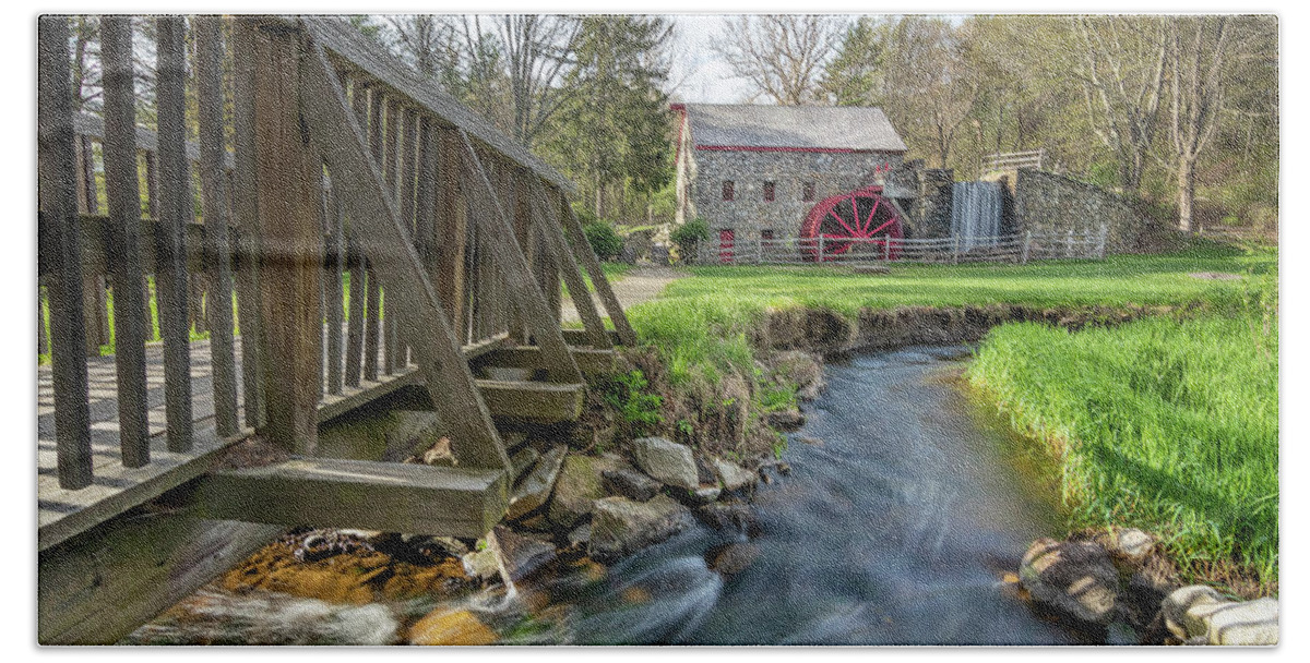 Grist Mill Hand Towel featuring the photograph Rushing Water at the Grist Mill by Kristen Wilkinson