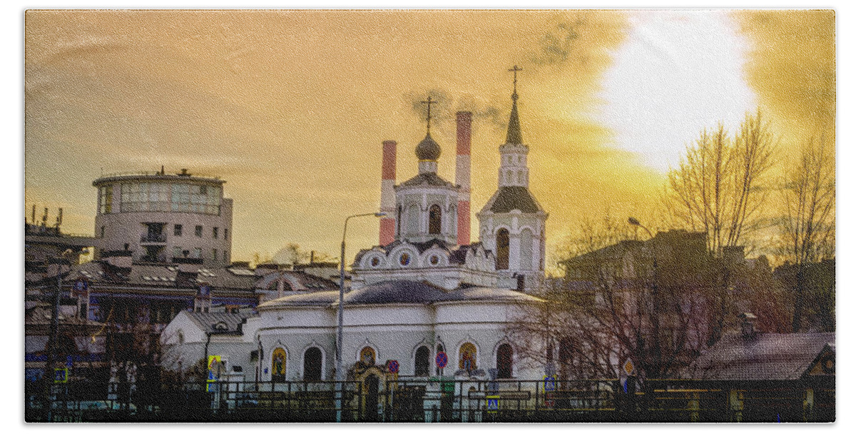Feast Of The Cross Hand Towel featuring the photograph Russian Ortodox Church in Moscow, Russia by Alexey Stiop