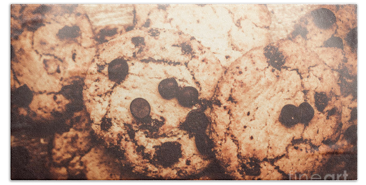 Snack Hand Towel featuring the photograph Rustic chocolate chip cookie snack by Jorgo Photography