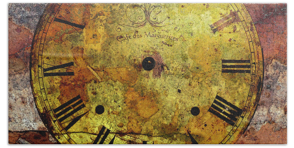Clock Face Hand Towel featuring the photograph Rustic Clock Face by Marie Jamieson