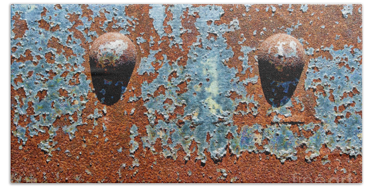 Rivet Hand Towel featuring the photograph Rusty Rivets by Olivier Le Queinec