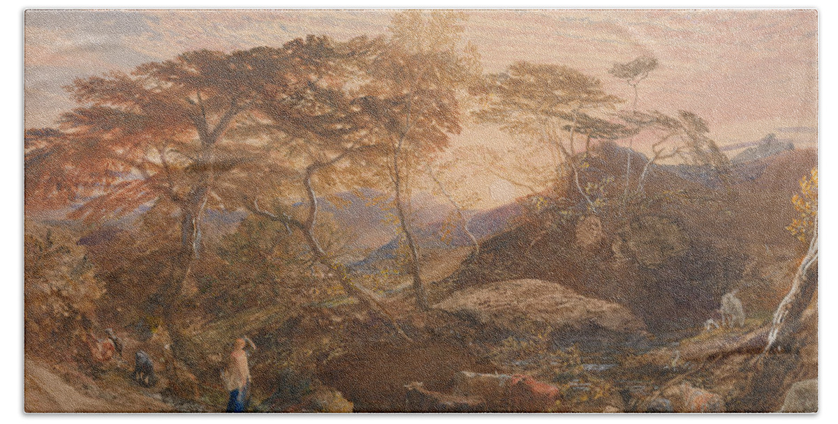 British Painters Bath Towel featuring the drawing Sabrina by Samuel Palmer