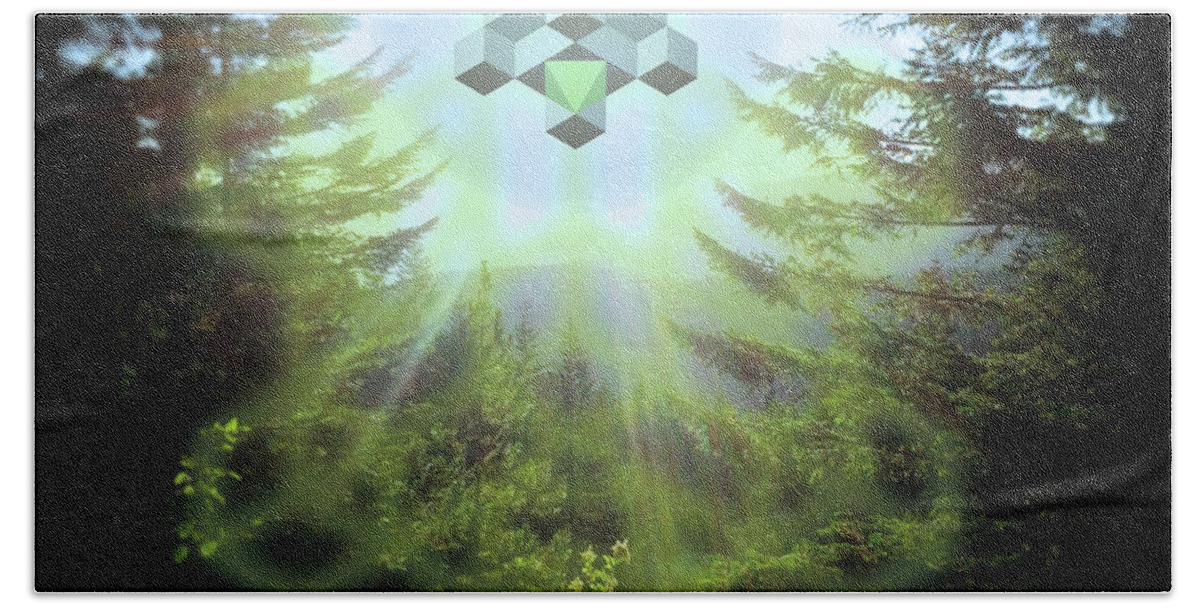 Forest Hand Towel featuring the mixed media Sacred Forest Event by Milton Thompson