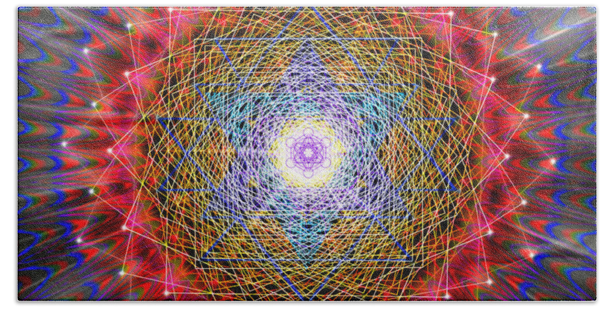 Endre Bath Towel featuring the digital art Sacred Geometry 146 by Endre Balogh
