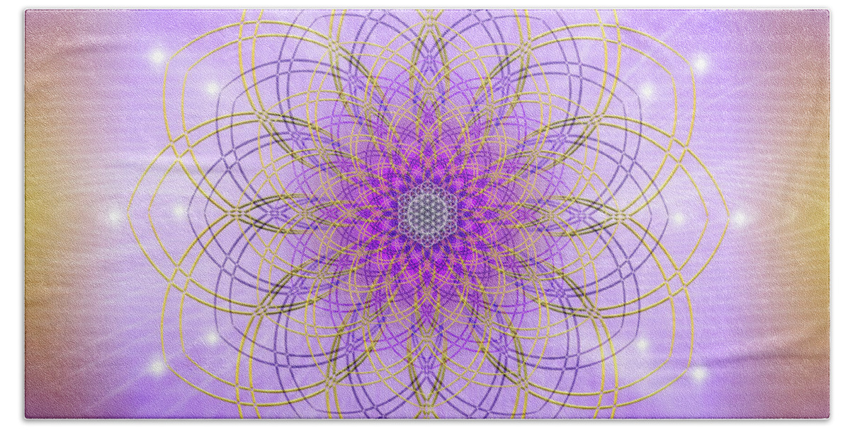 Endre Bath Towel featuring the digital art Sacred Geometry 721 by Endre Balogh