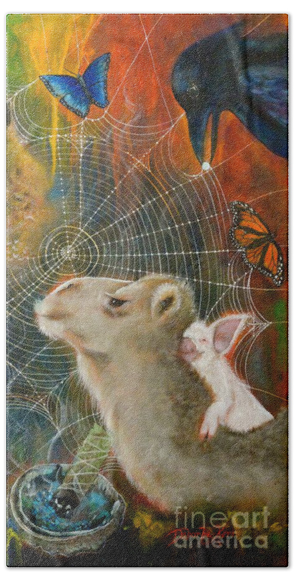 Animals Bath Towel featuring the painting Sacred Journey by Deborha Kerr