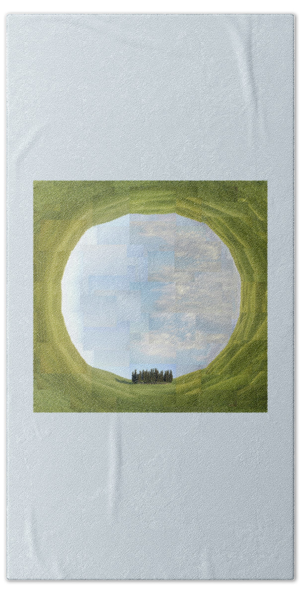 Sacred Planet Bath Towel featuring the photograph Sacred Planet - Tuscan cypresses by Michele Cazzani