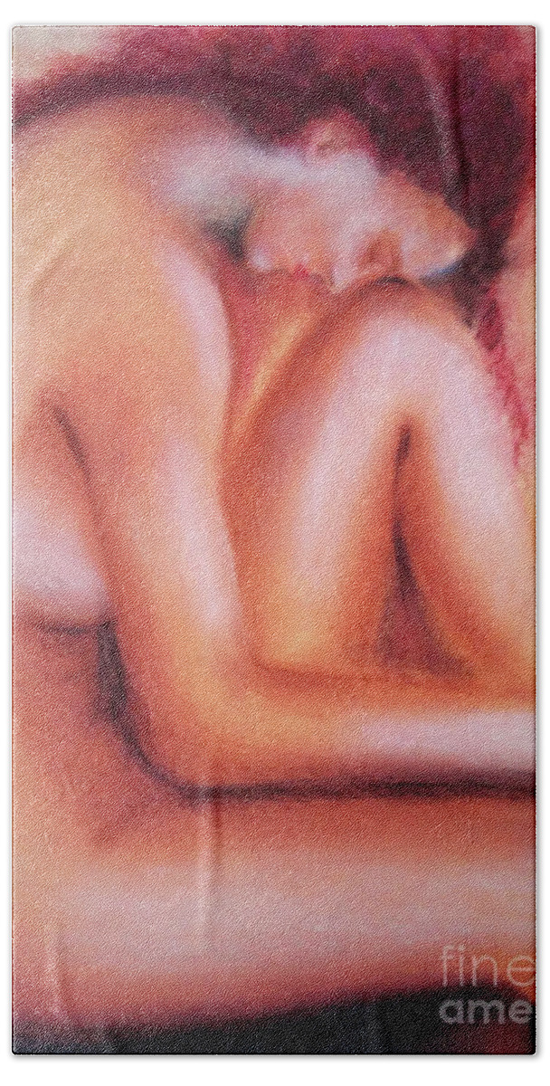 Sadness Bath Towel featuring the painting Sadness by Jasna Dragun
