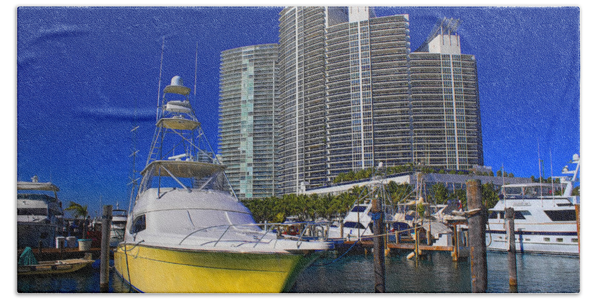 Luxury Yacht Hand Towel featuring the photograph Miami Beach Marina Series 32 by Carlos Diaz