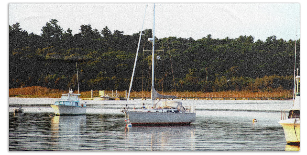 Sail Boat Bath Towel featuring the photograph Sail Boat at Anchor by Bruce Gannon