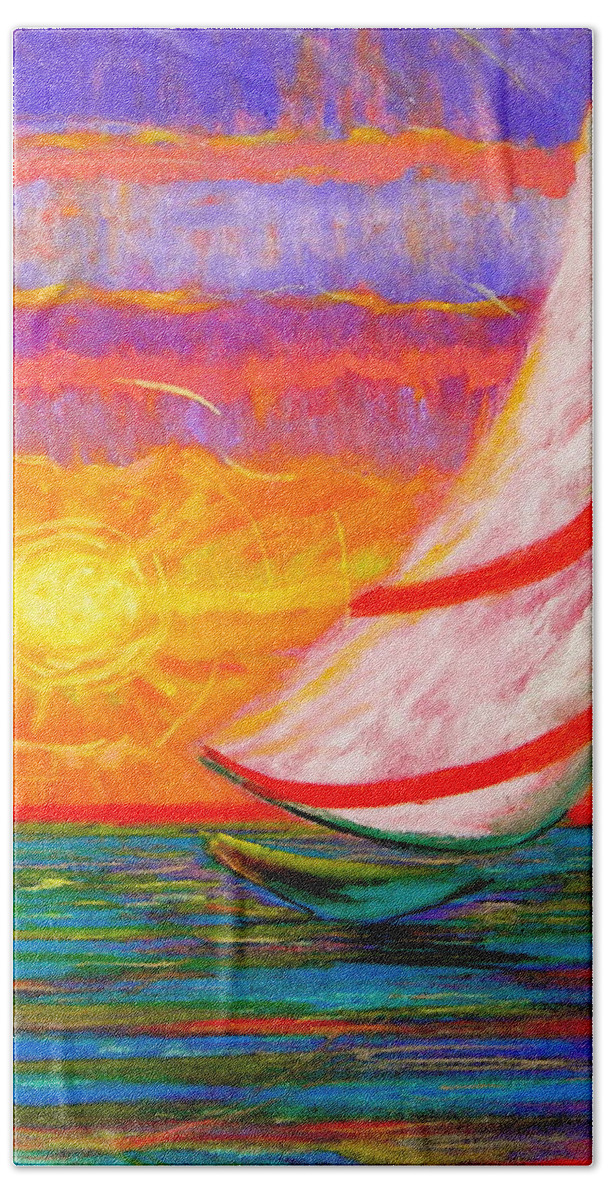 Sailboat Bath Towel featuring the painting Sailaway by Jeanette Jarmon
