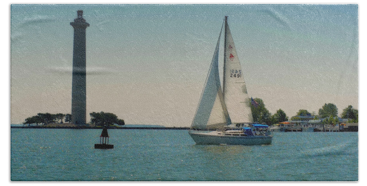 Sailboat Hand Towel featuring the photograph Sailboat by Monument by Kevin Cable