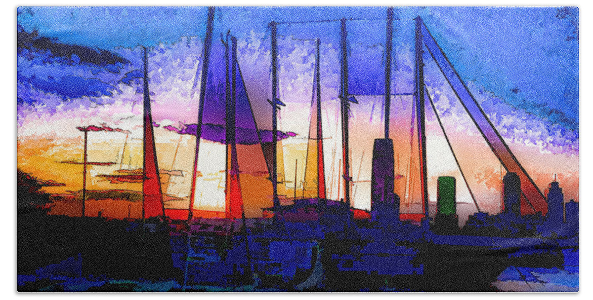 Marina Bath Towel featuring the photograph Sailboats at Rest by Susan Eileen Evans