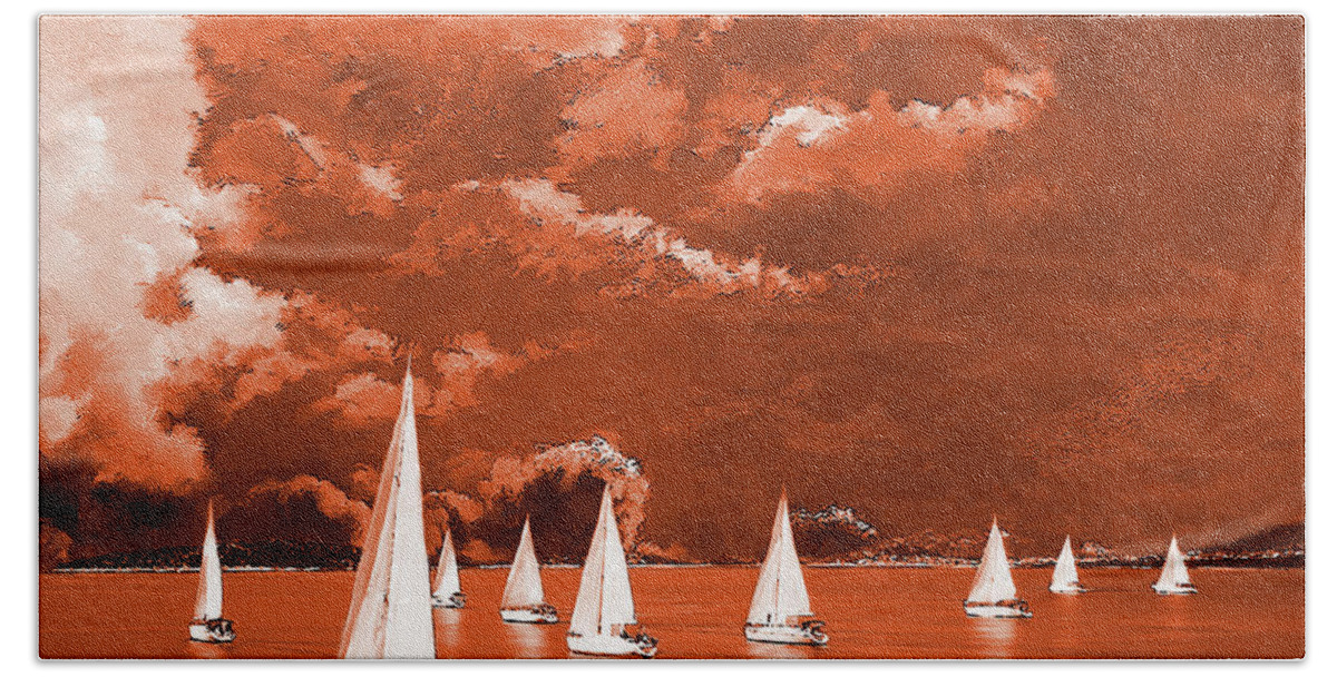 Sailing Bath Towel featuring the painting Sailing 0921 by Gull G