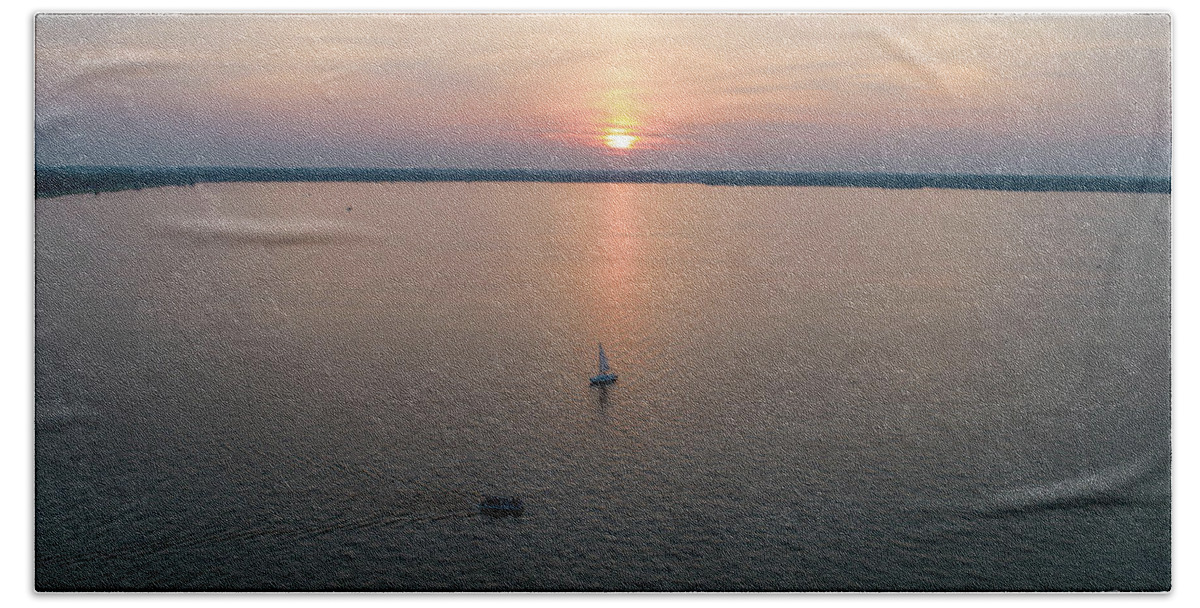  Hand Towel featuring the photograph Sailing at Sunset by Brian Jones
