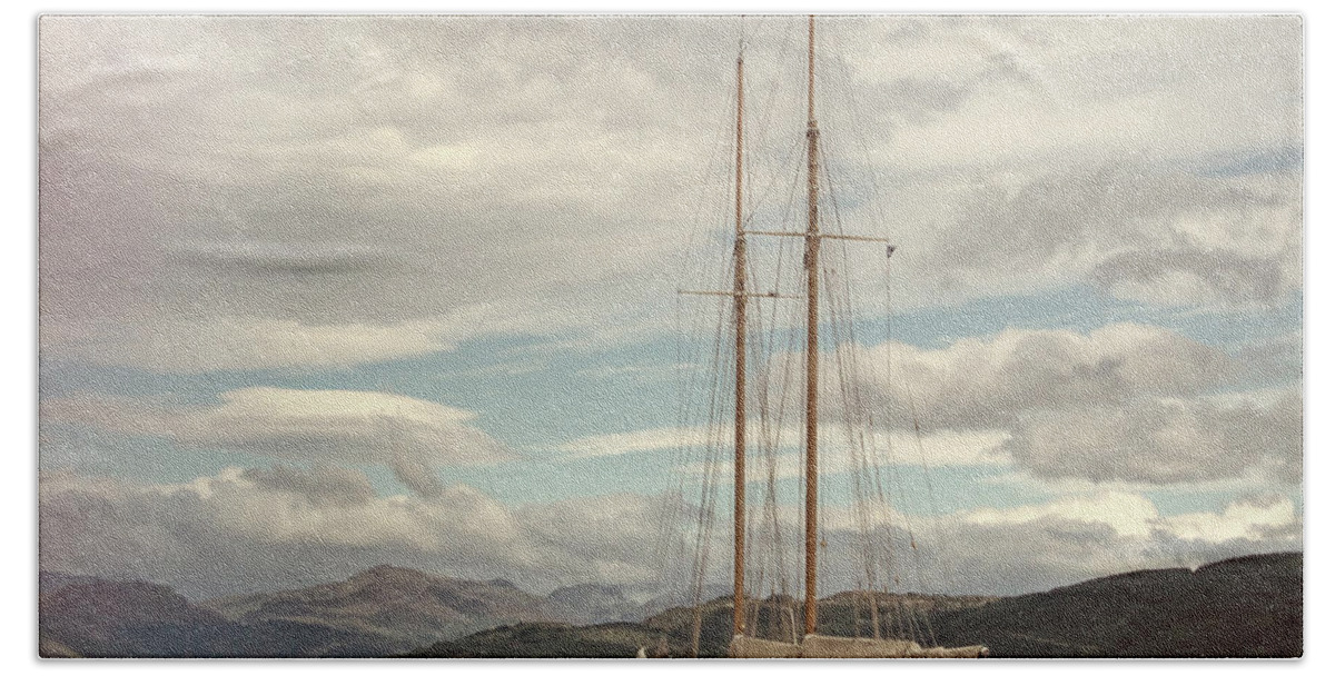 Sailing Bath Towel featuring the photograph Sailing on Loch Long Scotland by Lynn Bolt