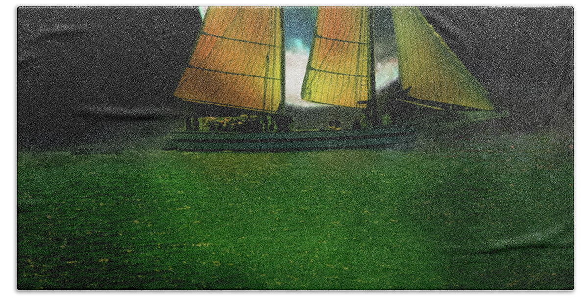 Green Sea Hand Towel featuring the digital art Sailing Safari by Michael Cleere