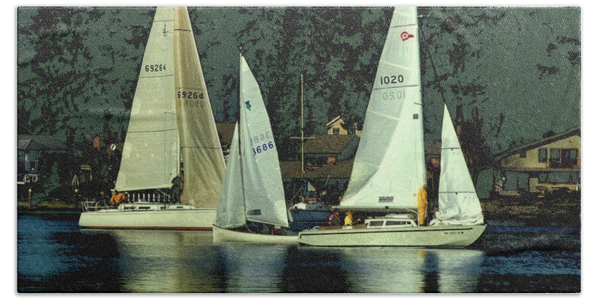 Sailing The Harbor Hand Towel featuring the photograph Sailing the Harbor by David Patterson