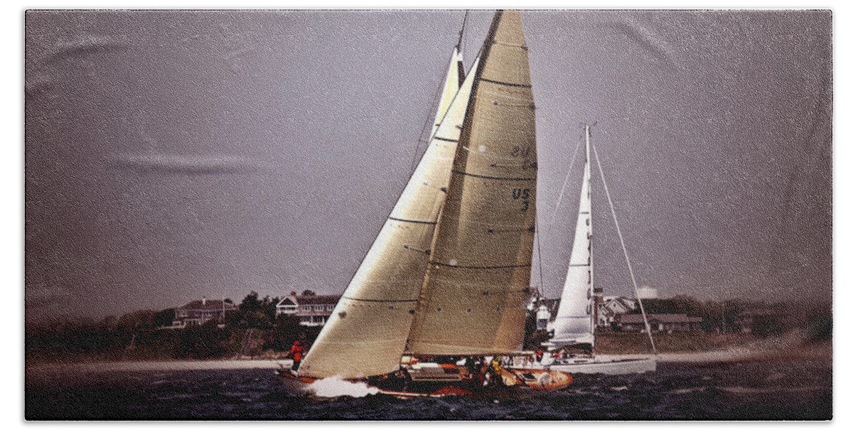 Sailing Bath Towel featuring the photograph Sailing to Nantucket 005 by Bruce Gannon