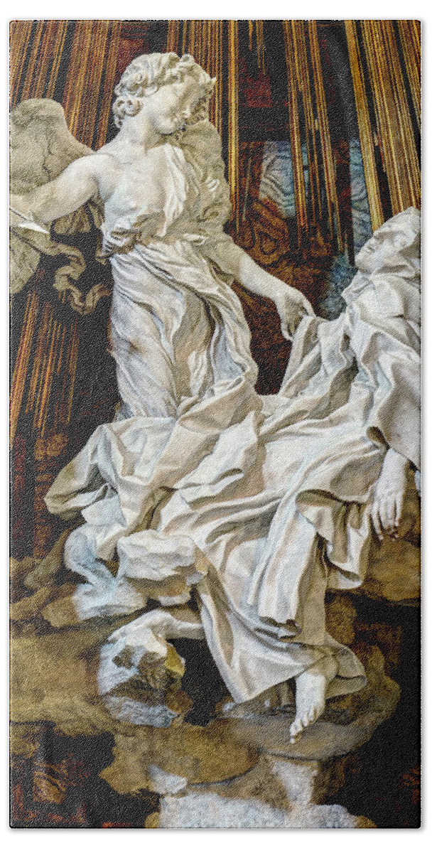Ecstasy Of Saint Teresa Hand Towel featuring the photograph Saint Teresa by Bernini by Weston Westmoreland