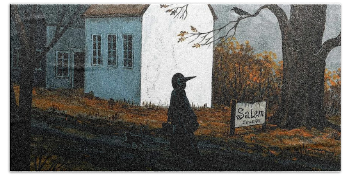 Print Hand Towel featuring the painting Salem by Margaryta Yermolayeva