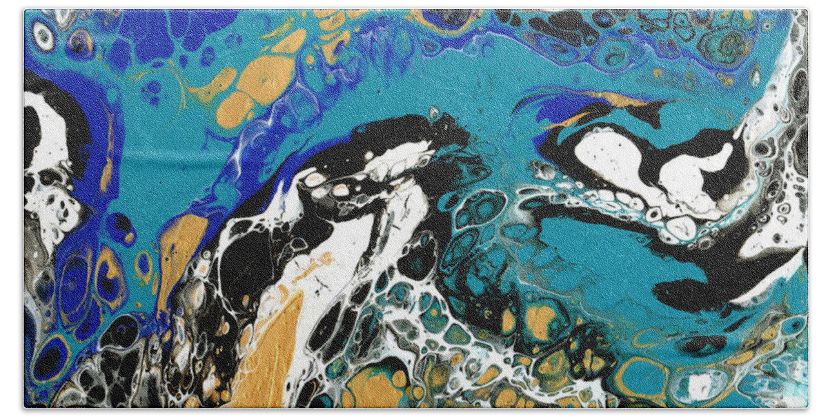 Acrylic Pouring Bath Towel featuring the painting Salt Water by Marionette Taboniar