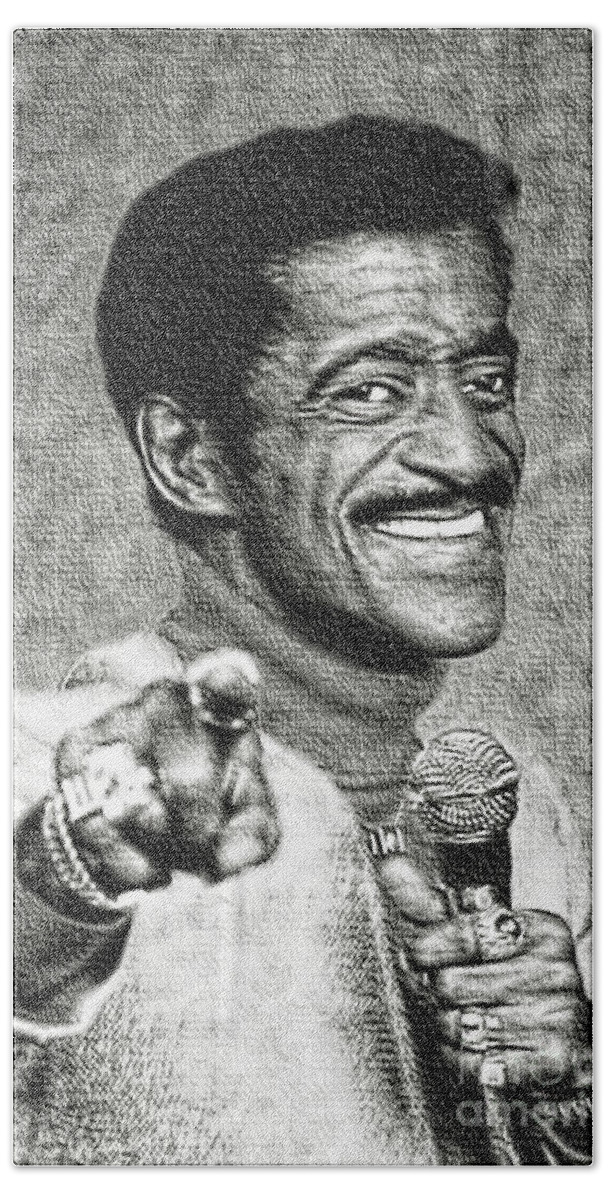 Sammy Davis Hand Towel featuring the painting Sammy Davis Jr - Entertainer by Ian Gledhill