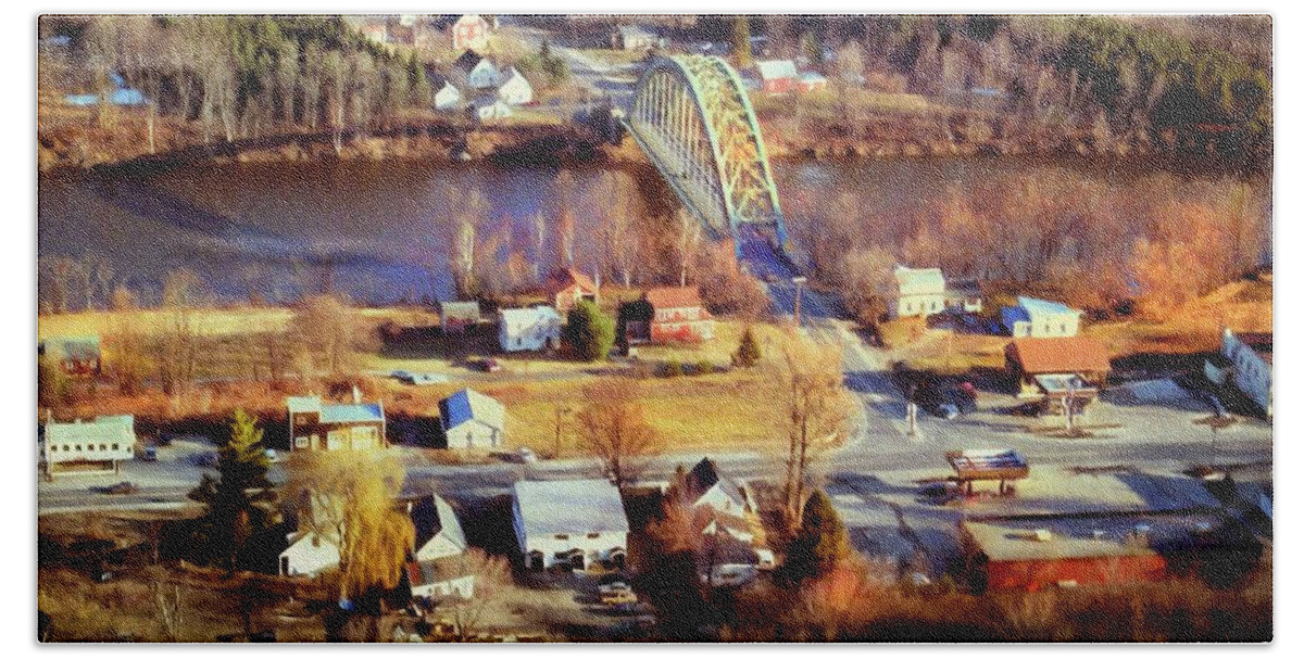 Samuel Morley Bridge Fairlee Vt To Orford Nh Hand Towel featuring the photograph Samuel Morley Bridge Fairlee VT to Orford NH by Frank Wilson