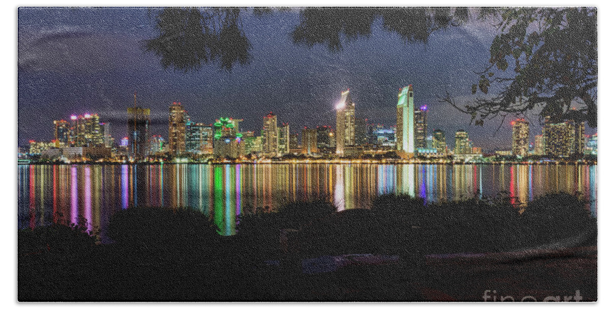 San Diego Hand Towel featuring the photograph San Diego Skyline by Eddie Yerkish