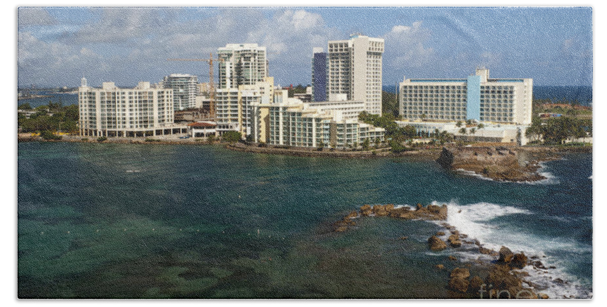 Aeriel View Bath Towel featuring the photograph San Juan in Puerto Rico by Anthony Totah