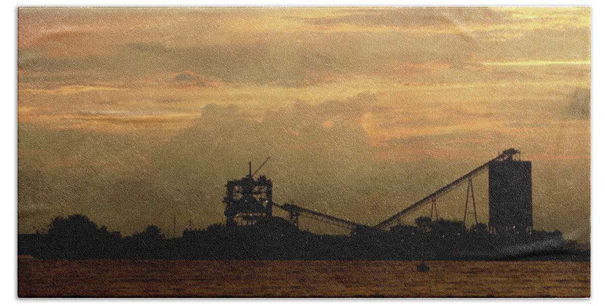Sandusky Coal Dock Hand Towel featuring the photograph Sandusky Coal Dock Sunset by Shawna Rowe