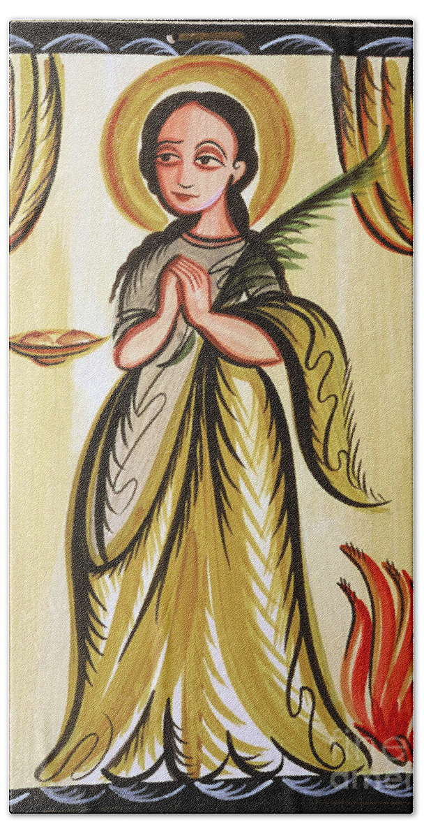Santa Agatha - St. Agatha Bath Towel featuring the painting Santa Agatha - St. Agatha - AOAGA by Br Arturo Olivas OFS