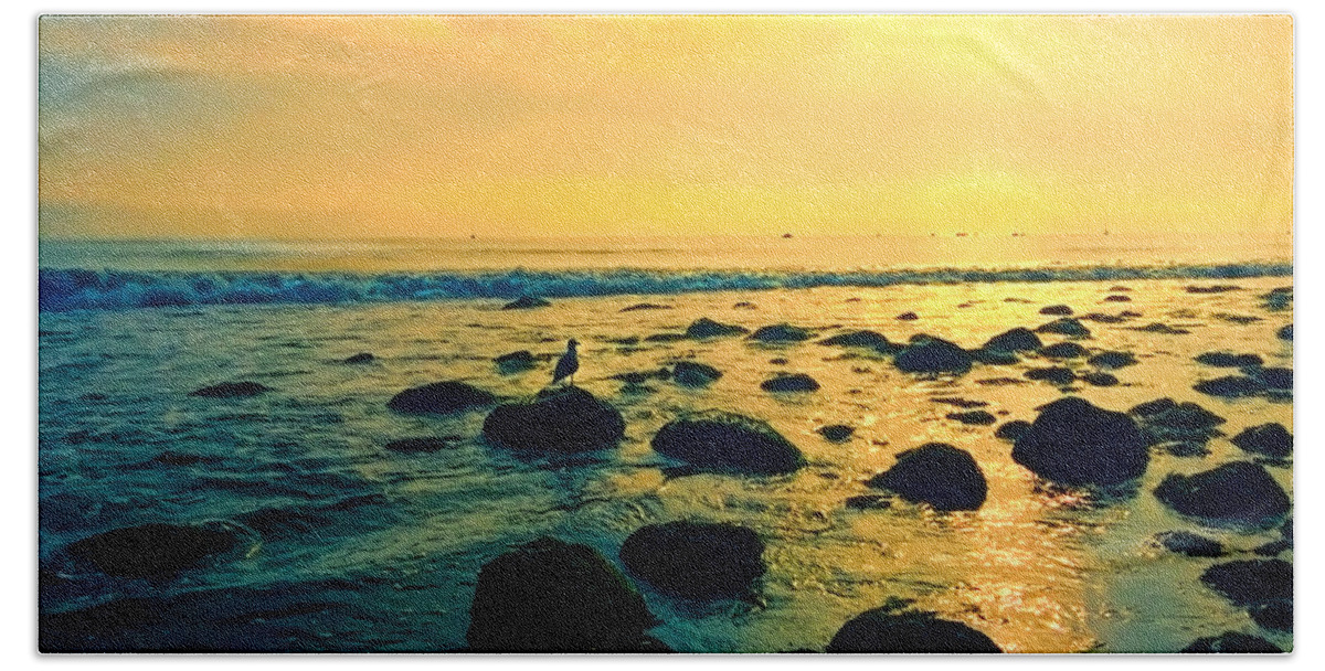 Photo Hand Towel featuring the photograph Santa Barbara California Ocean Sunset by Alicia Hollinger