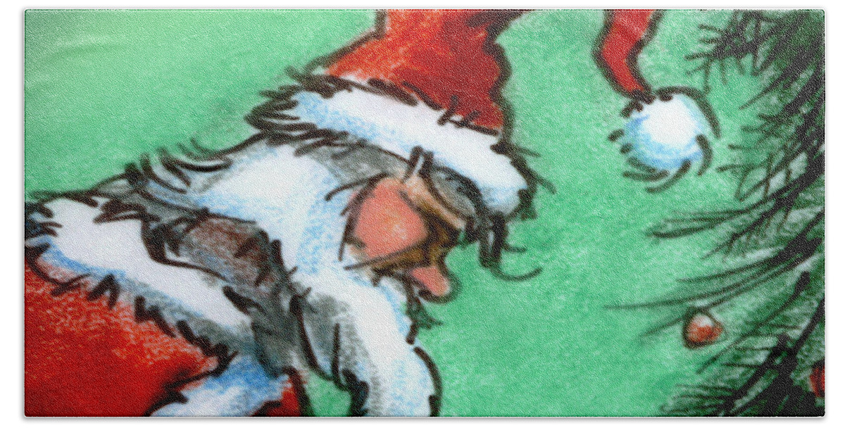 Santa Bath Towel featuring the painting Santa Claus by Kevin Middleton