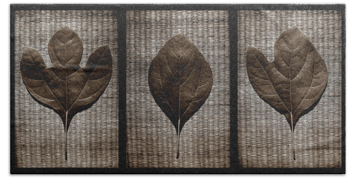 Sassafras Hand Towel featuring the photograph Sassafras Leaves with Wicker by Michelle Calkins