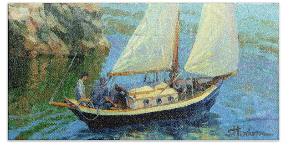 Sailboat Hand Towel featuring the painting Saturday by Steve Henderson