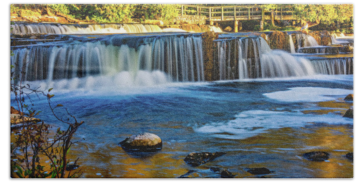 River Bath Towel featuring the photograph Sauble Falls Autumn Evening by Steve Harrington