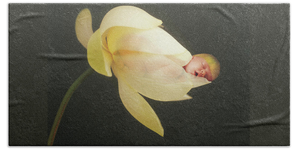 Lotus Hand Towel featuring the photograph Savanna in a Lotus Flower by Anne Geddes