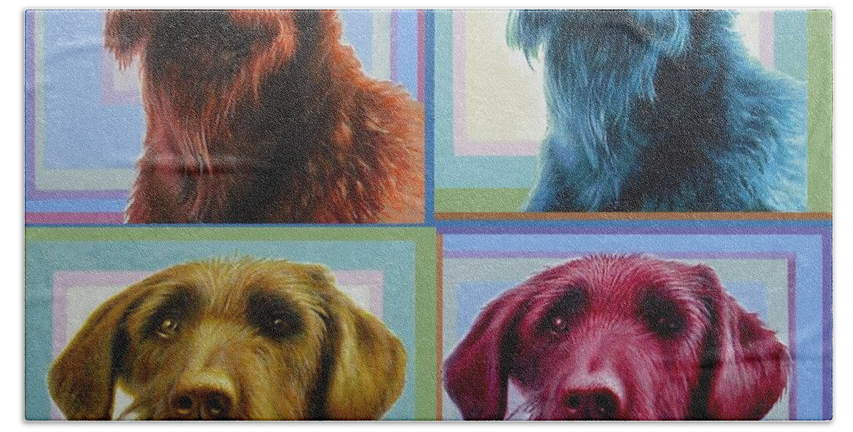 Dog Bath Towel featuring the painting Savannah the Labradoodle by Hans Droog