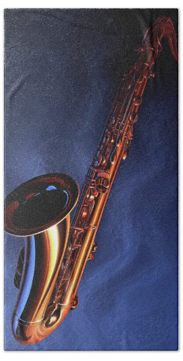 Sax Bath Sheet featuring the painting Sax Appeal by Jerry LoFaro