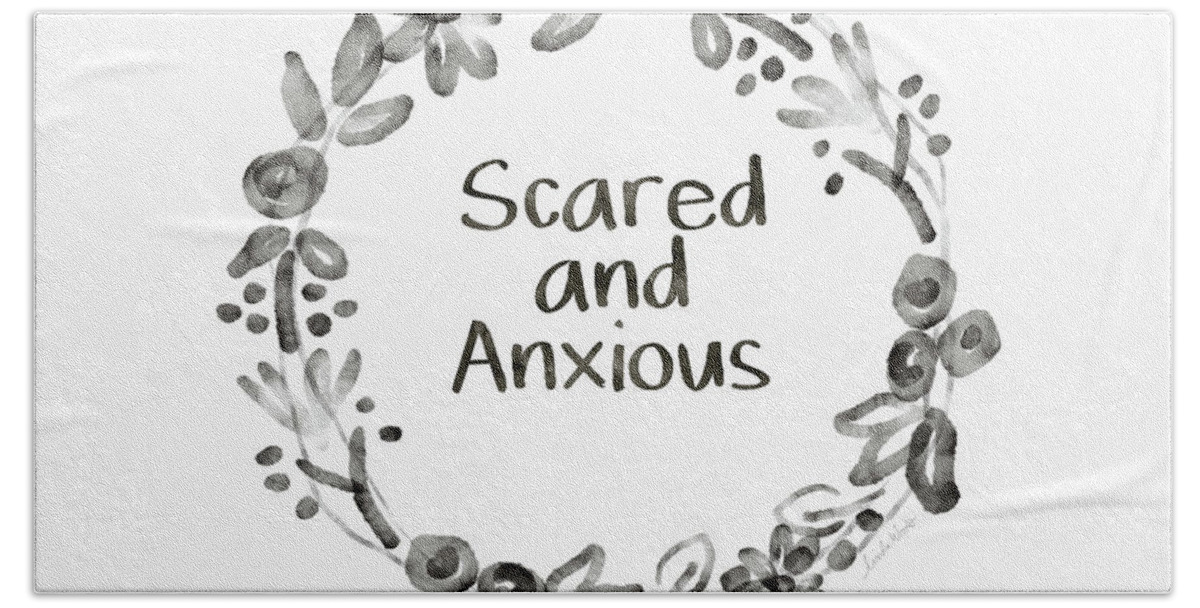 Anxiety Hand Towel featuring the mixed media Scared And Anxious- Art by Linda Woods by Linda Woods