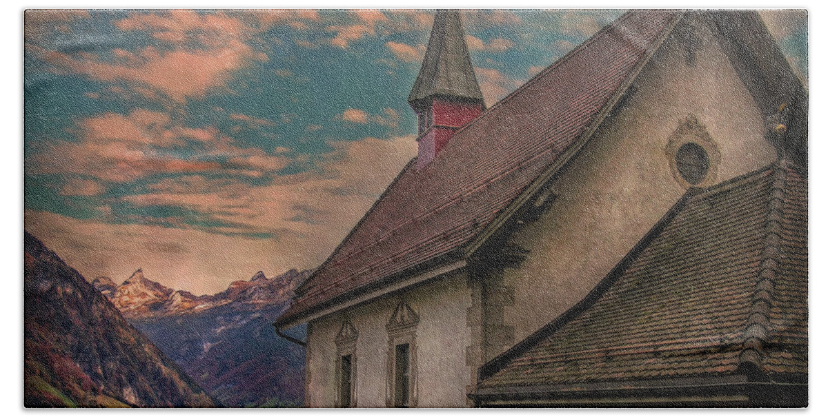 Switzerland Bath Towel featuring the photograph Scenic Chapel by Hanny Heim