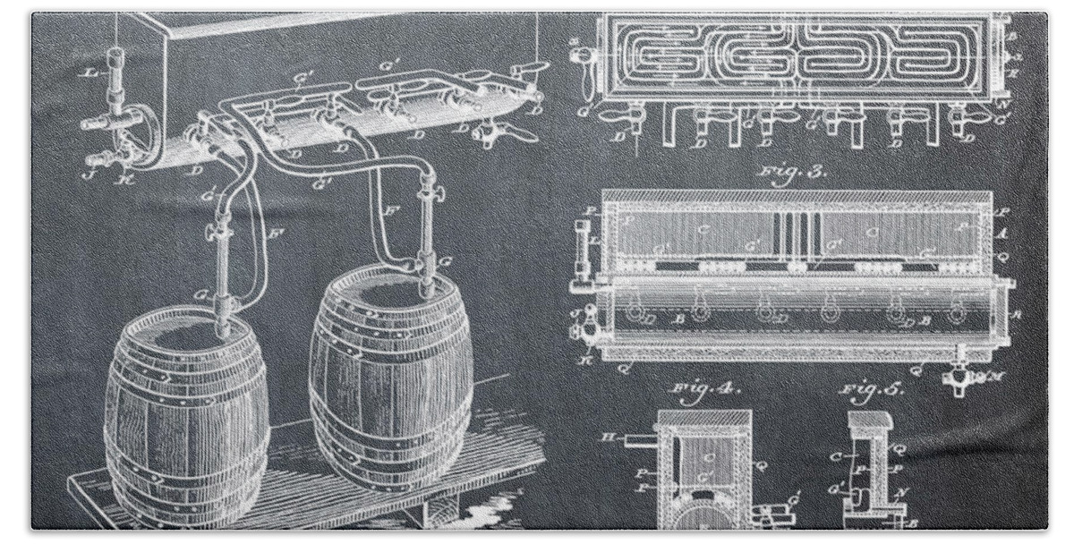 Schmidts Bath Sheet featuring the photograph Schmidts of Philadelphia Cold Beer Tap in Chalk by Bill Cannon