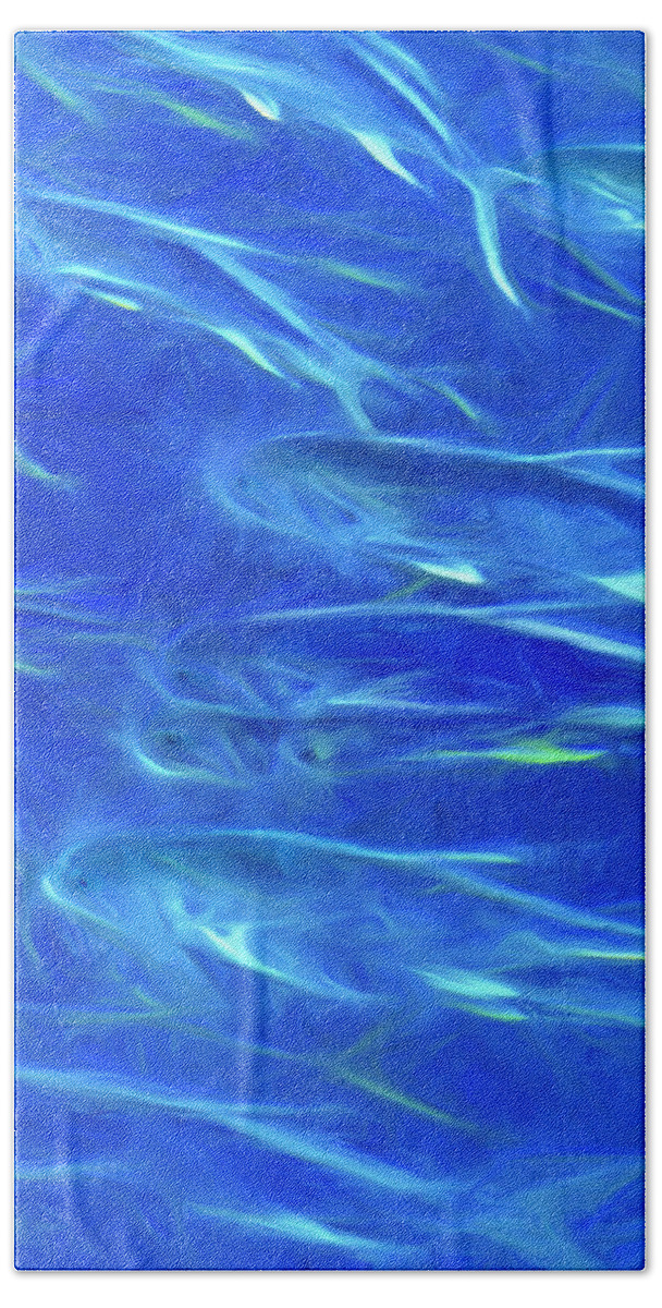 Fish Hand Towel featuring the digital art Schooling Fish #1 by George Robinson