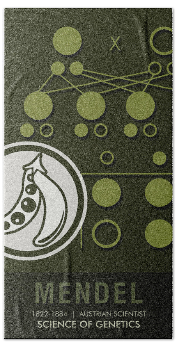 Mendel Hand Towel featuring the mixed media Science Posters - Gregor Mendel - Geneticist, Scientist by Studio Grafiikka